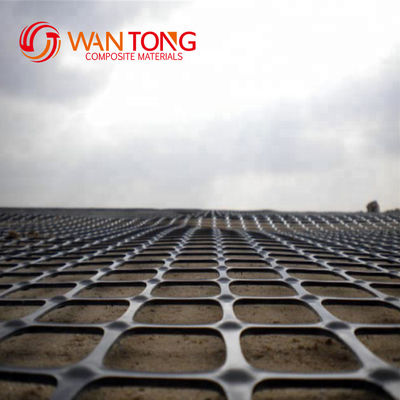 Polypropylene Geo Grid Productos de trabajo de tierra Biaxial 35KN Plastico Geogrid 25.4*25.4mm Diámetro de malla 1-6m de ancho