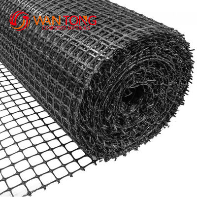 Polypropylene Geo Grid Productos de trabajo de tierra Biaxial 35KN Plastico Geogrid 25.4*25.4mm Diámetro de malla 1-6m de ancho