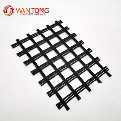 Solidificación del lecho de la carretera Biaxal Polyester Geogrid Hecho de 80-80 material PET en amarillo