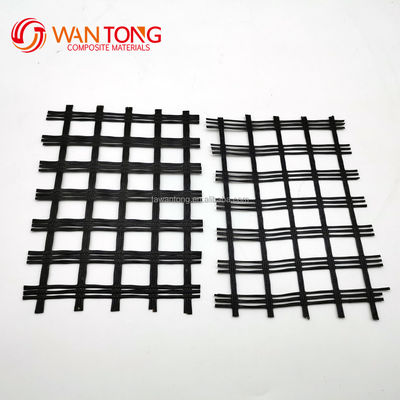 Solidificación del lecho de la carretera Biaxal Polyester Geogrid Hecho de 80-80 material PET en amarillo
