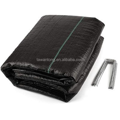 Estilo de diseño Línea verde Negro Plástico PP Tejido Geotextil Alfombra contra malezas para paisaje longitud personalizada