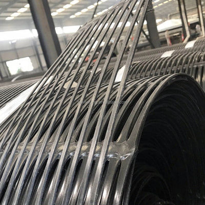 Red geográfica uniaxial de PP HDPE de 220kN negro bajo para el refuerzo de paredes y carreteras 50m