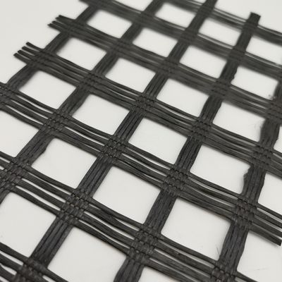 Rejilla de malla de fibra de vidrio Rejilla geográfica de fibra de vidrio para el fortalecimiento de carreteras de suelo blando en negro