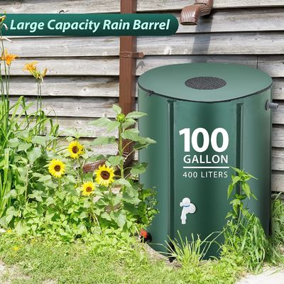 Barril de lluvia de 100 galones Una opción ecológica para recoger lluvia y agua en el jardín