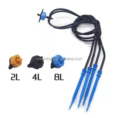 Sistema de riego agrícola de 4L / 8L 2 Pegs duradero con goteo de tubería de PVC negro