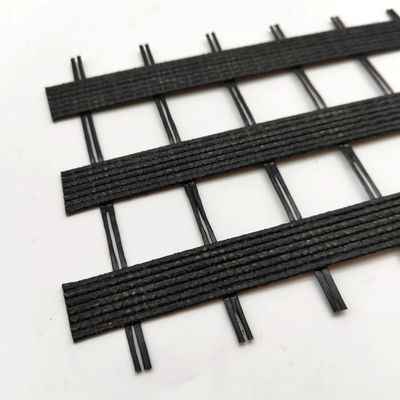 Geogrilla de fibra de vidrio revestida de betún 50KN amarilla para el refuerzo de carreteras en diseño chino