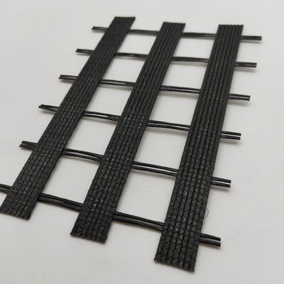 Geogrid de fibra de vidrio geocompuesto estándar ISO para el refuerzo de la capa de asfalto 50/50kn