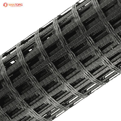 Geogrid de malla de fibra de vidrio de 80kn para solidificación del suelo de la carretera en poliéster biaxial