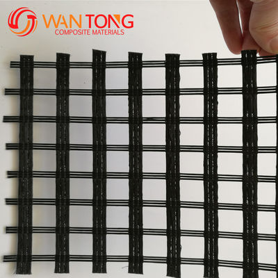 Geogrid de malla de fibra de vidrio de 80kn para solidificación del suelo de la carretera en poliéster biaxial
