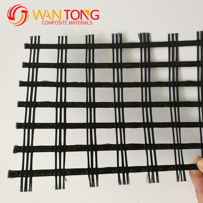 Geogrid de malla de fibra de vidrio de 80kn para solidificación del suelo de la carretera en poliéster biaxial